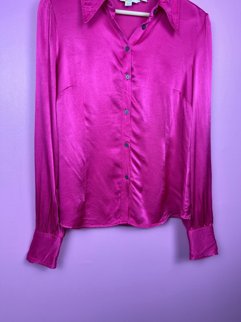 Boden Saskia Satin Shirt Vibrant Pink‎ Button Down Long Sleeve Women’s 6 US - Picture 5 of 13